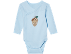 Lupilu baby wrap-over bodysuit in light blue with an acorn graphic