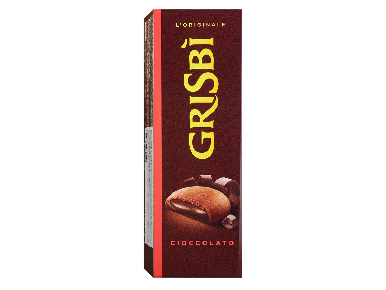 Шоколадови бисквити с пълнеж, с надпис „L'ORIGINALE GRISBÌ CIOCCOLATO“