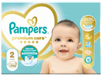 Опаковка пелени за бебета с размер 2 (4-8 кг) и 136 броя, с надпис Premium Care.