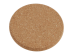 Un dessous-de-verre rond en liège avec une texture grossière.