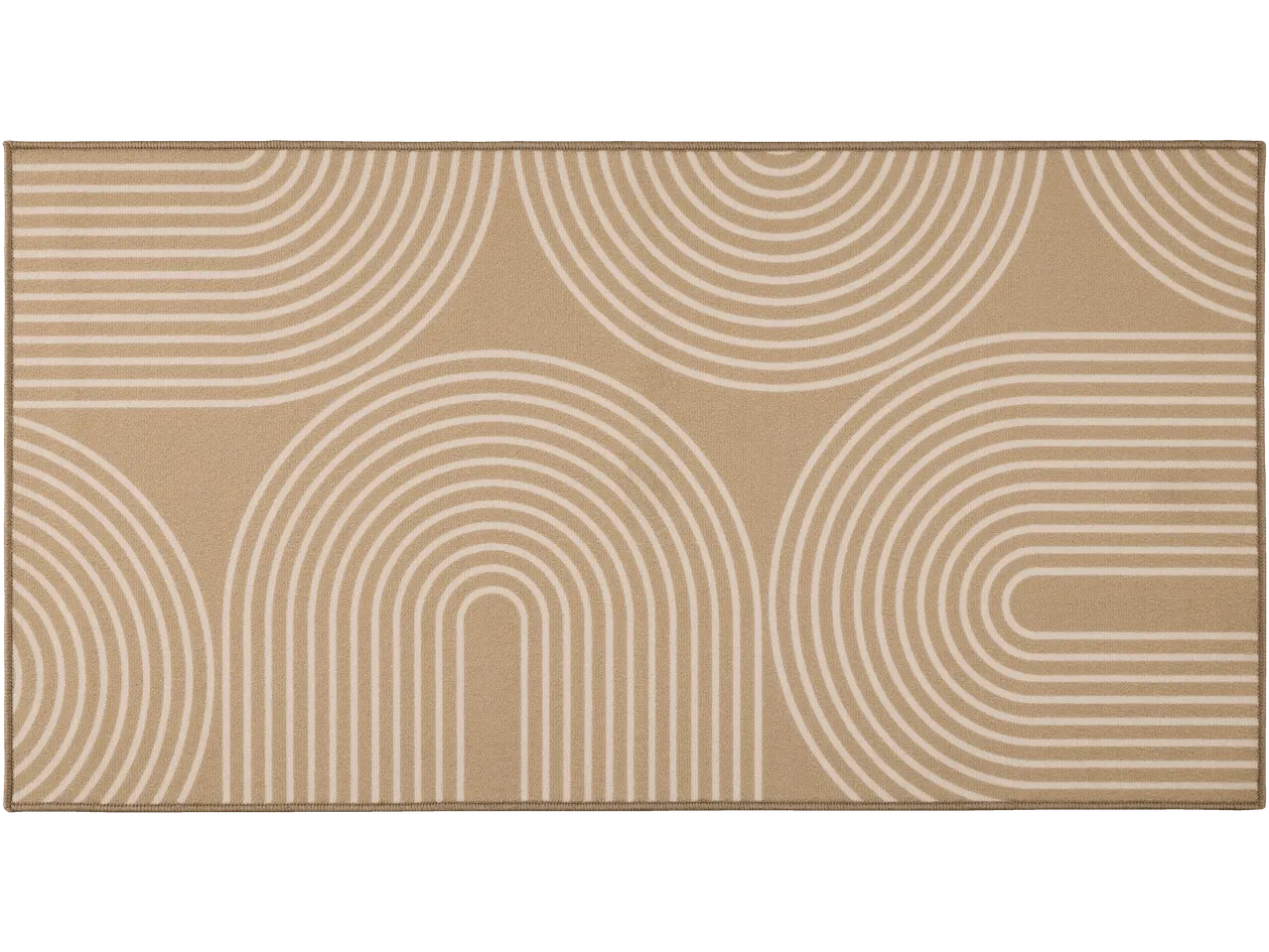Livarno tepih s bež pozadinom i bijelim zakrivljenim linijama