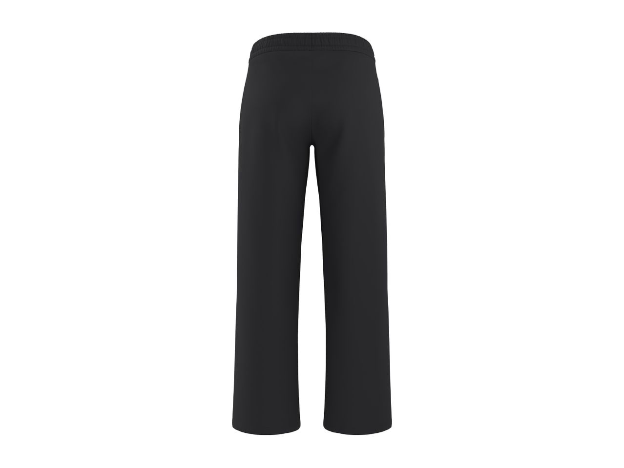 Black wide-leg sweatpants with an elastic waistband, viewed from the back.
