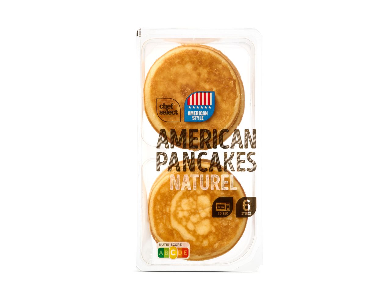 Chef Select Amerikaanse pannenkoeken, naturel, 6 stuks.