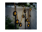 LIVARNO home Solar Flaming Lantern String Lights with black lanterns and rope