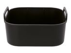 Black rectangular storage basket with handles