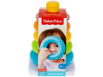 Fisher-Price Rock-a-Stack baby toy with colorful rings and a baby playing.