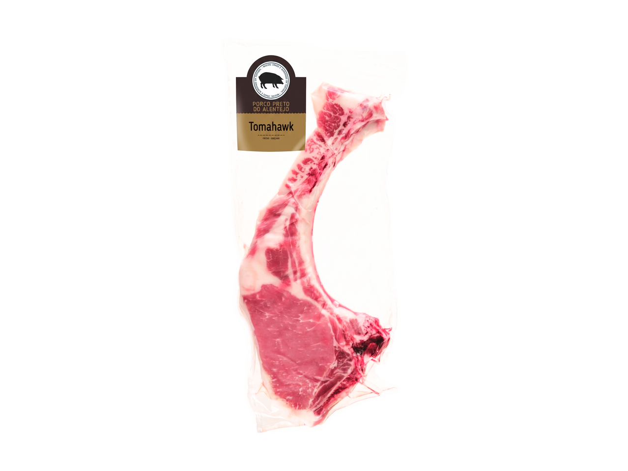 Tomahawk de Porco Preto do Alentejo embalado a vácuo.