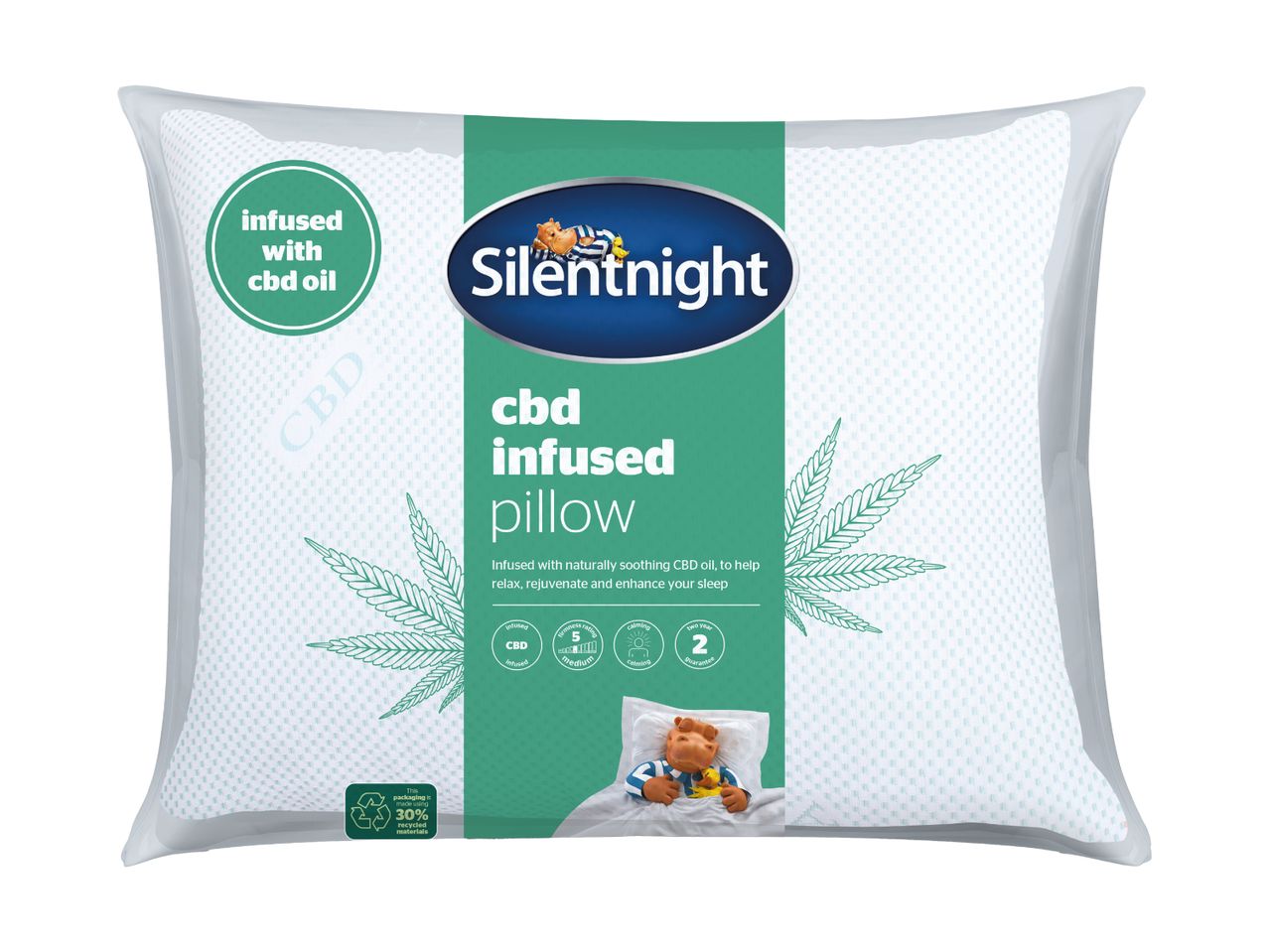 Silentnight CBD infused pillow, packaged and ready for sale.