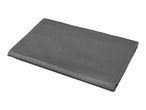 A gray rectangular mat with a textured surface, folded once.