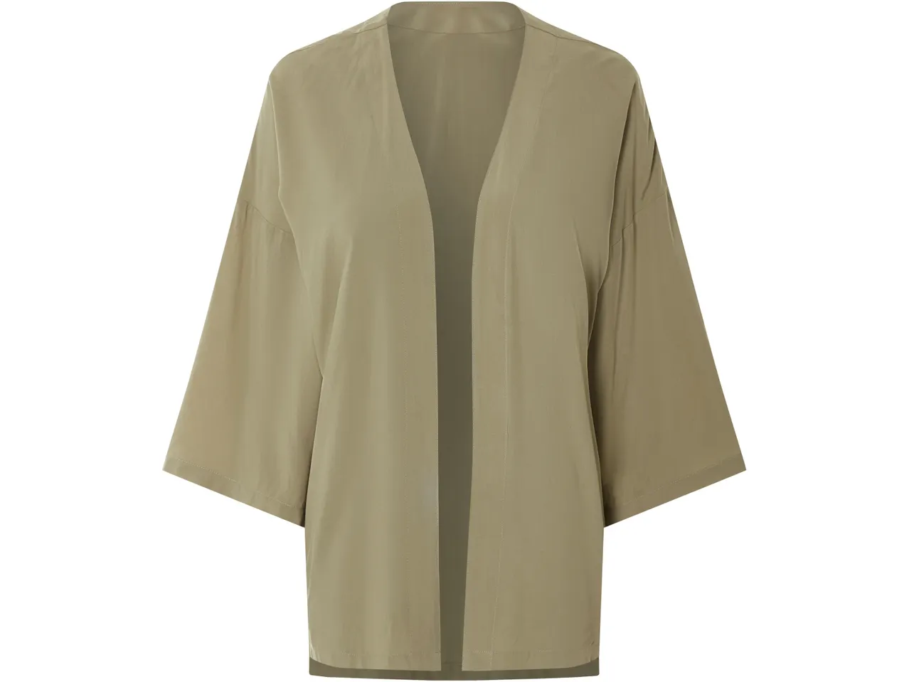 Kimono verde oliva a maniche a tre quarti.