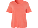 Ženska lanena majica s kratkimi rokavi ESMARA v koralni barvi.