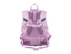 A lavender children's backpack with mesh padding and adjustable straps.