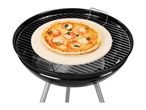 Pizza on a grill, using a pizza stone.