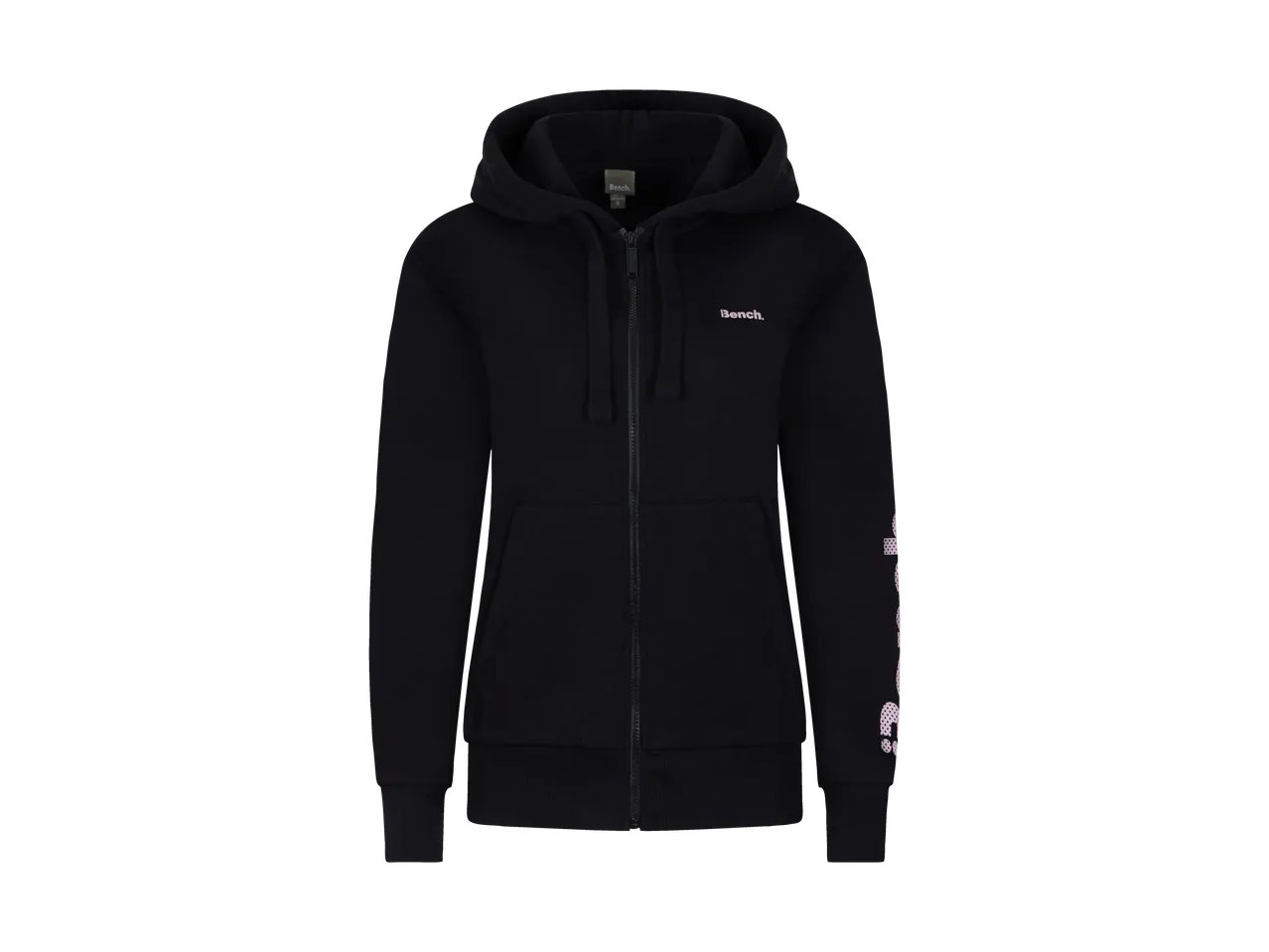 Felpa con zip Bench nera con cappuccio.