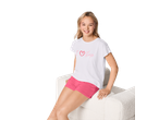 Fată în pijamale ESMARA KIDS albe și roz cu textul „I ❤️ Sleep”.