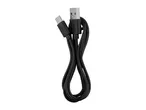 Black USB-A to USB-C charging cable, coiled