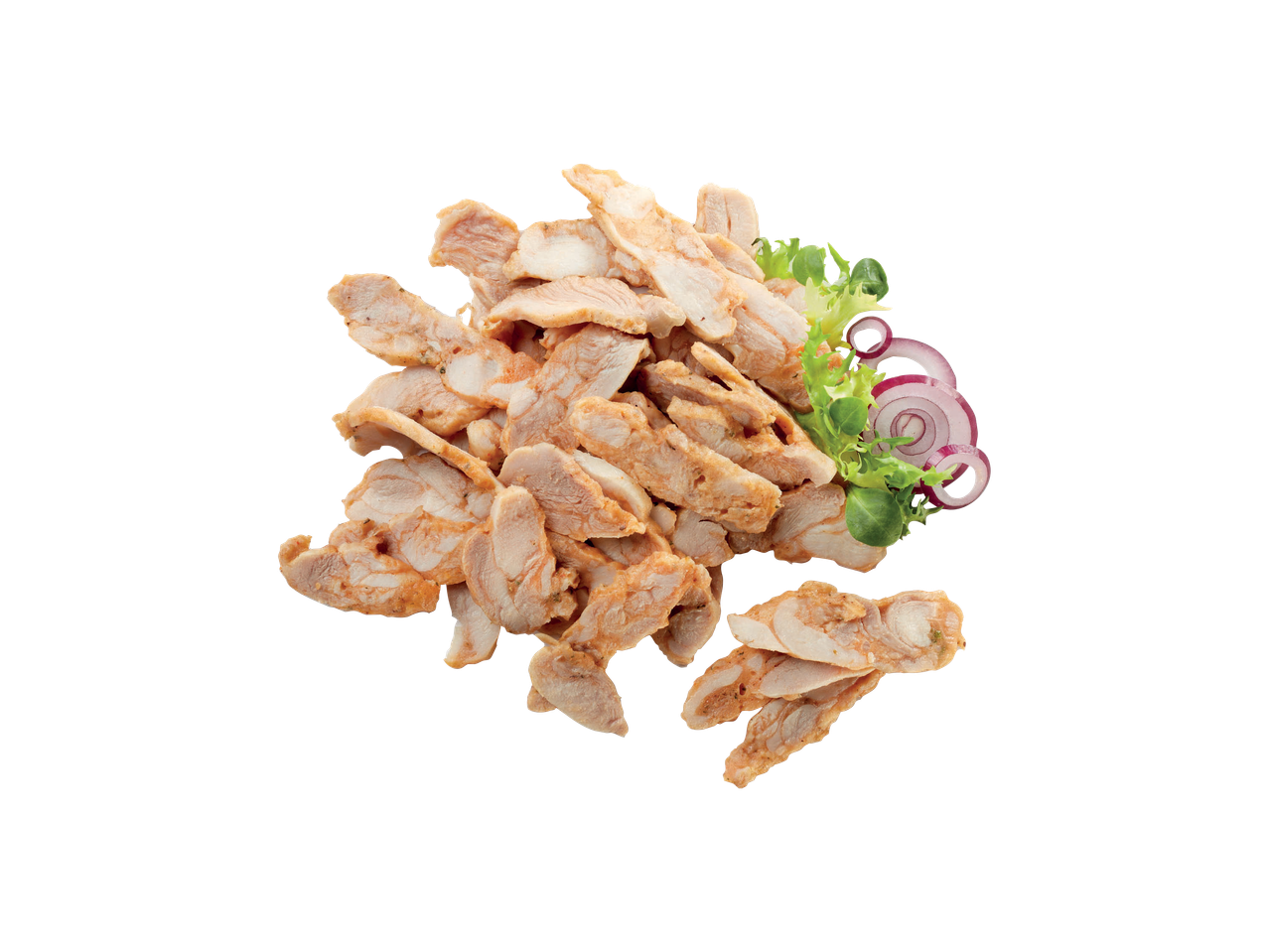 Petto di pollo a fette grigliate con guarnizione di verdure.