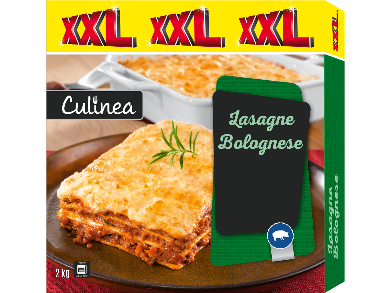 Culinea XXL Lasagne Bolognese: En stor, färdiglagad lasagne.