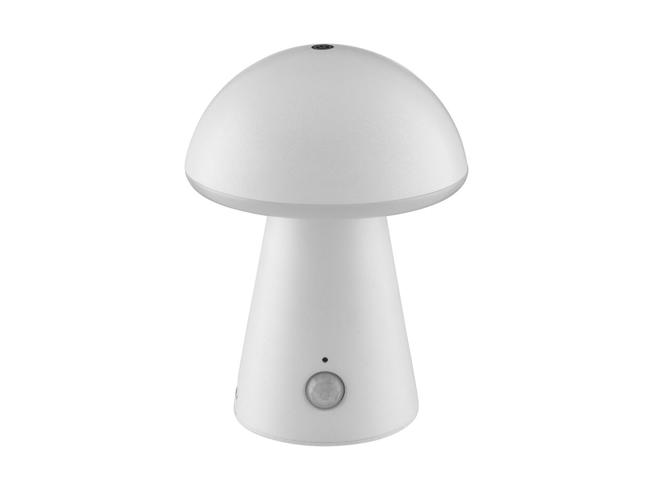 Hvid svampeformet bordlampe med bevægelsessensor