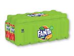 En pakke med 18 Fanta Exotic-sodavand i grøn indpakning.