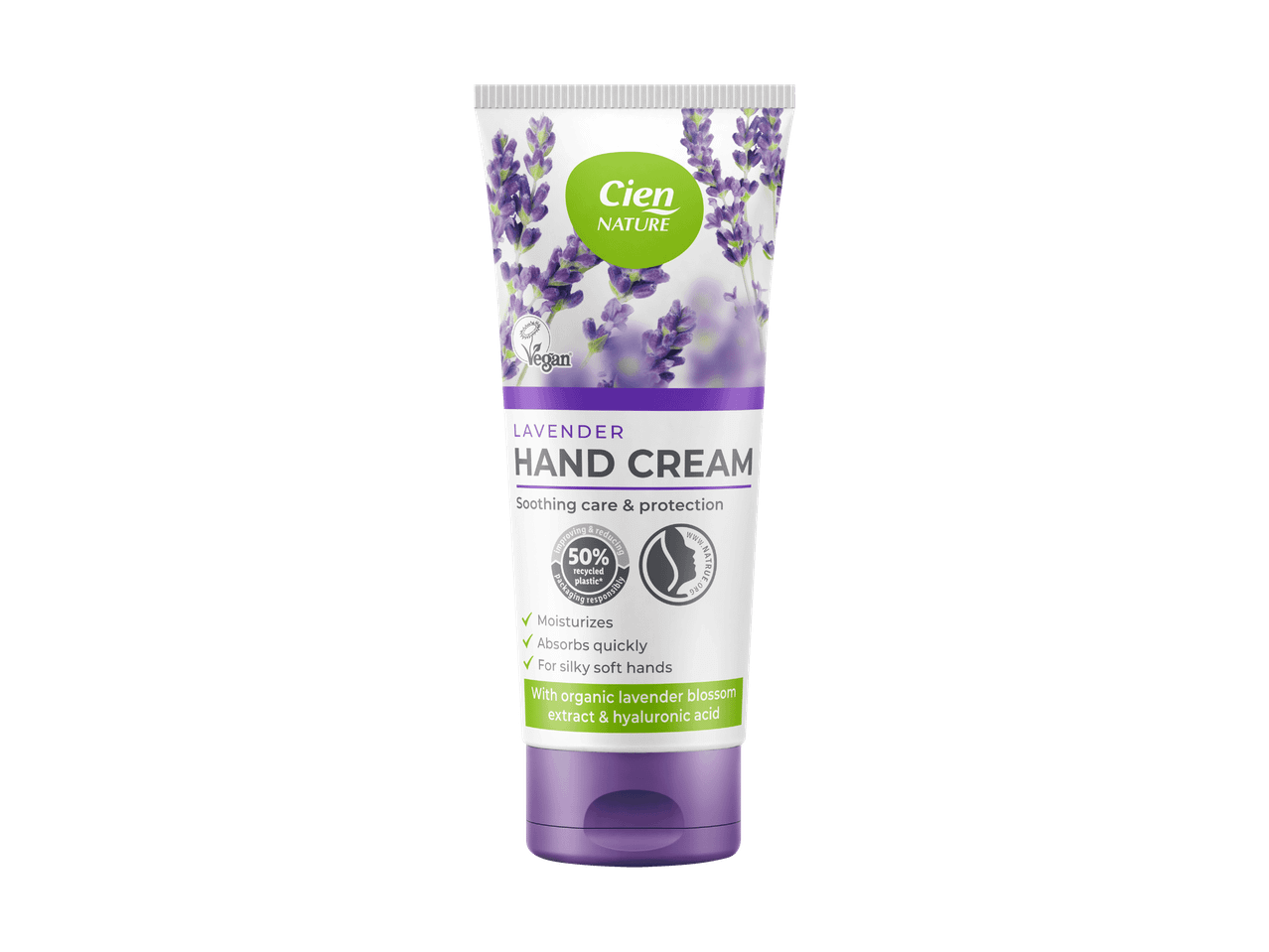 Cien Nature Lavendel Handcreme mit 50% recyceltem Plastik.