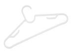 White plastic clothes hanger on a white background.