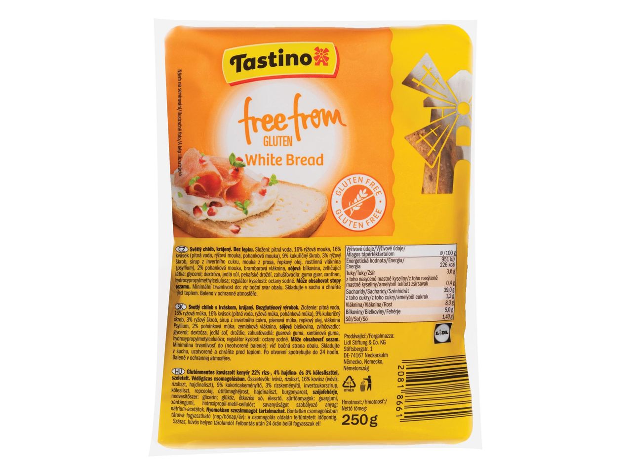 Tastino gluténmentes fehér kenyér: gluténmentes kenyér mindennapi fogyasztásra.