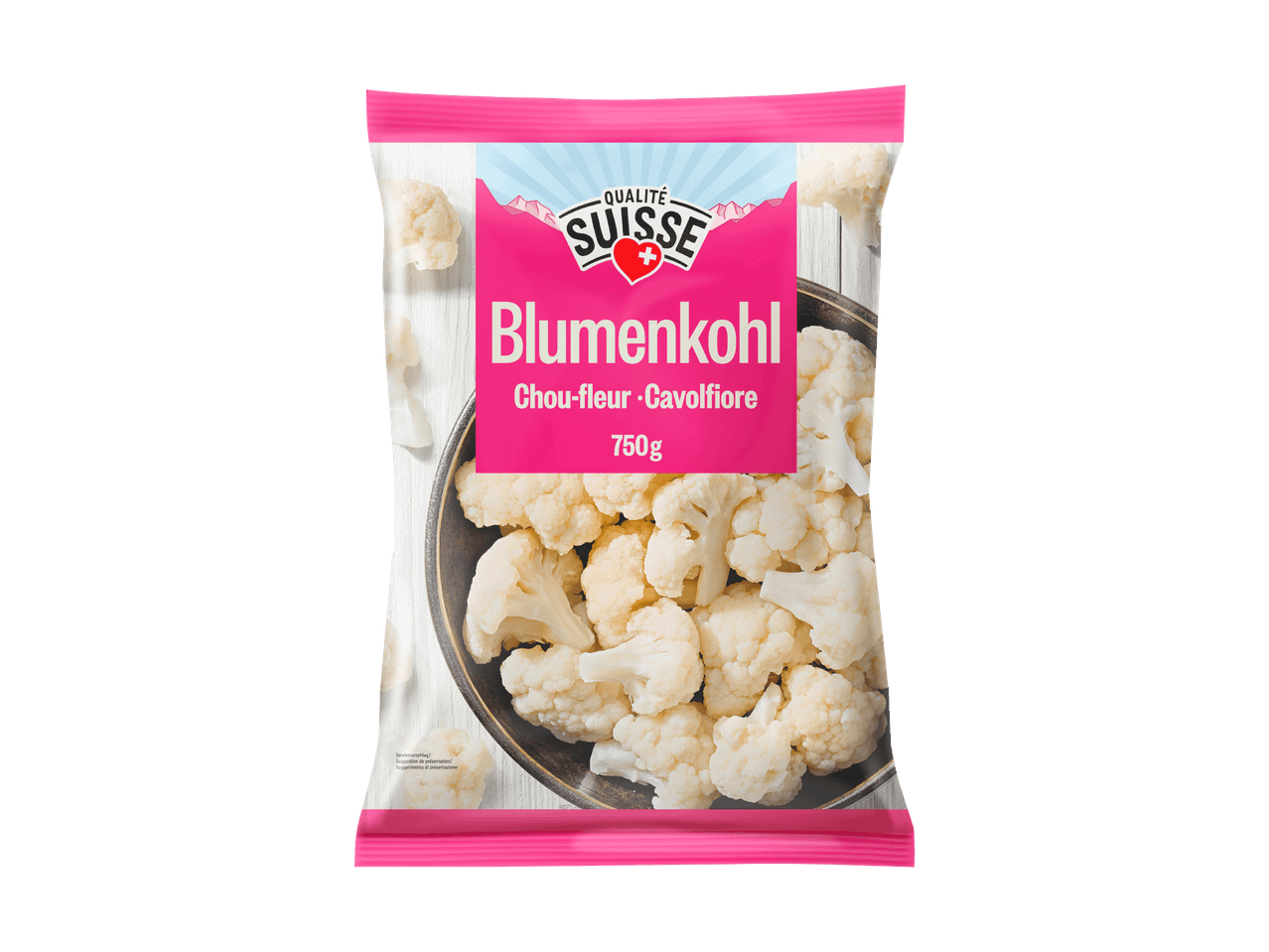 Confezione di cimette di cavolfiore, scritta « Cavolfiore », 750g
