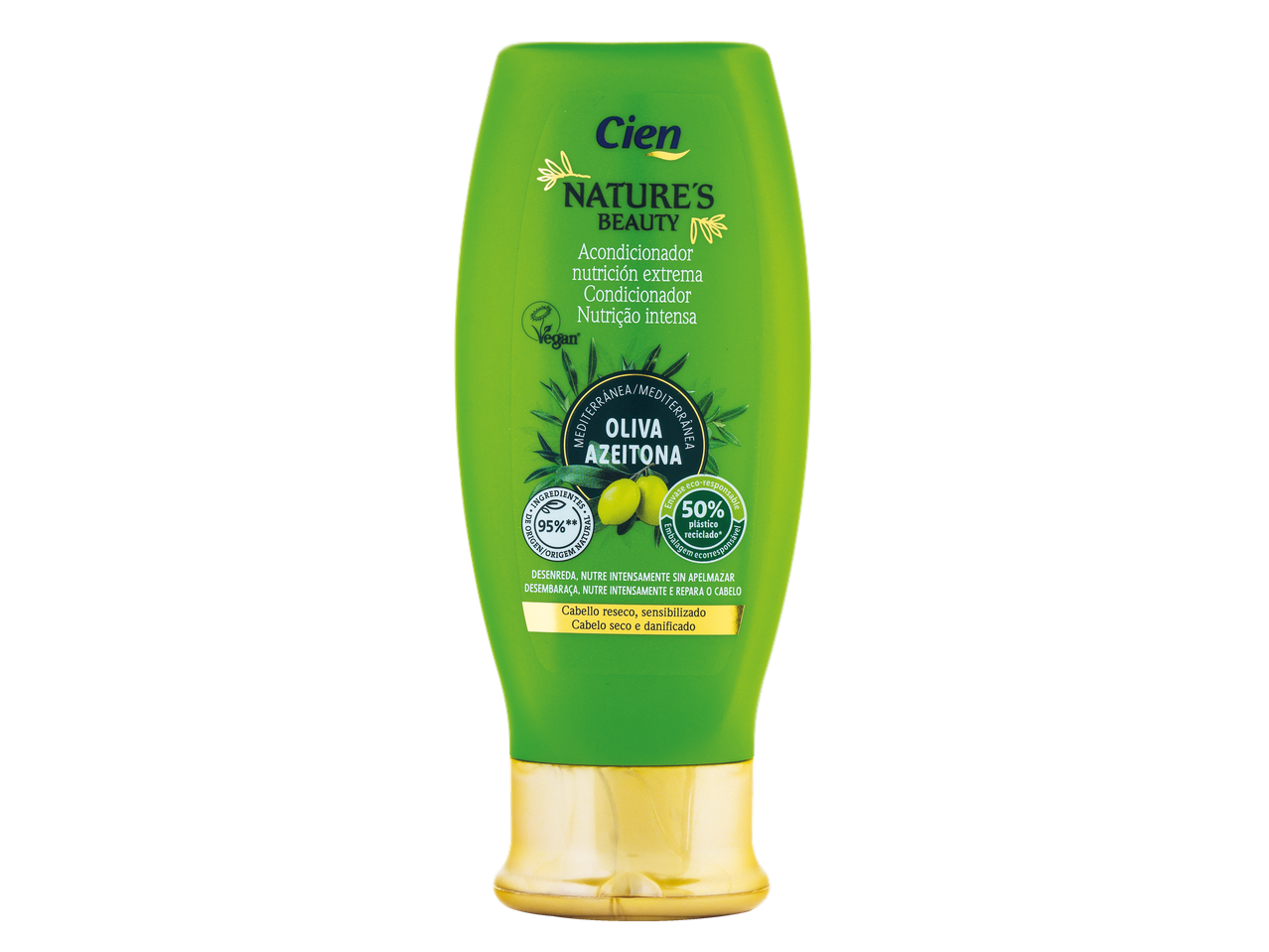 Cien Nature's Beauty condicionador de oliva para cabelo seco e danificado.