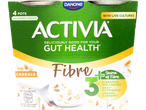 Danone Activia Fibre yogurt with cereals, promoting gut health and digestive wellbeing.