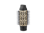 A black and gold round hot air brush with bristles and vents.