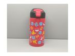 Red Pokémon water bottle with Pikachu, Squirtle, Charmander, and Bulbasaur designs