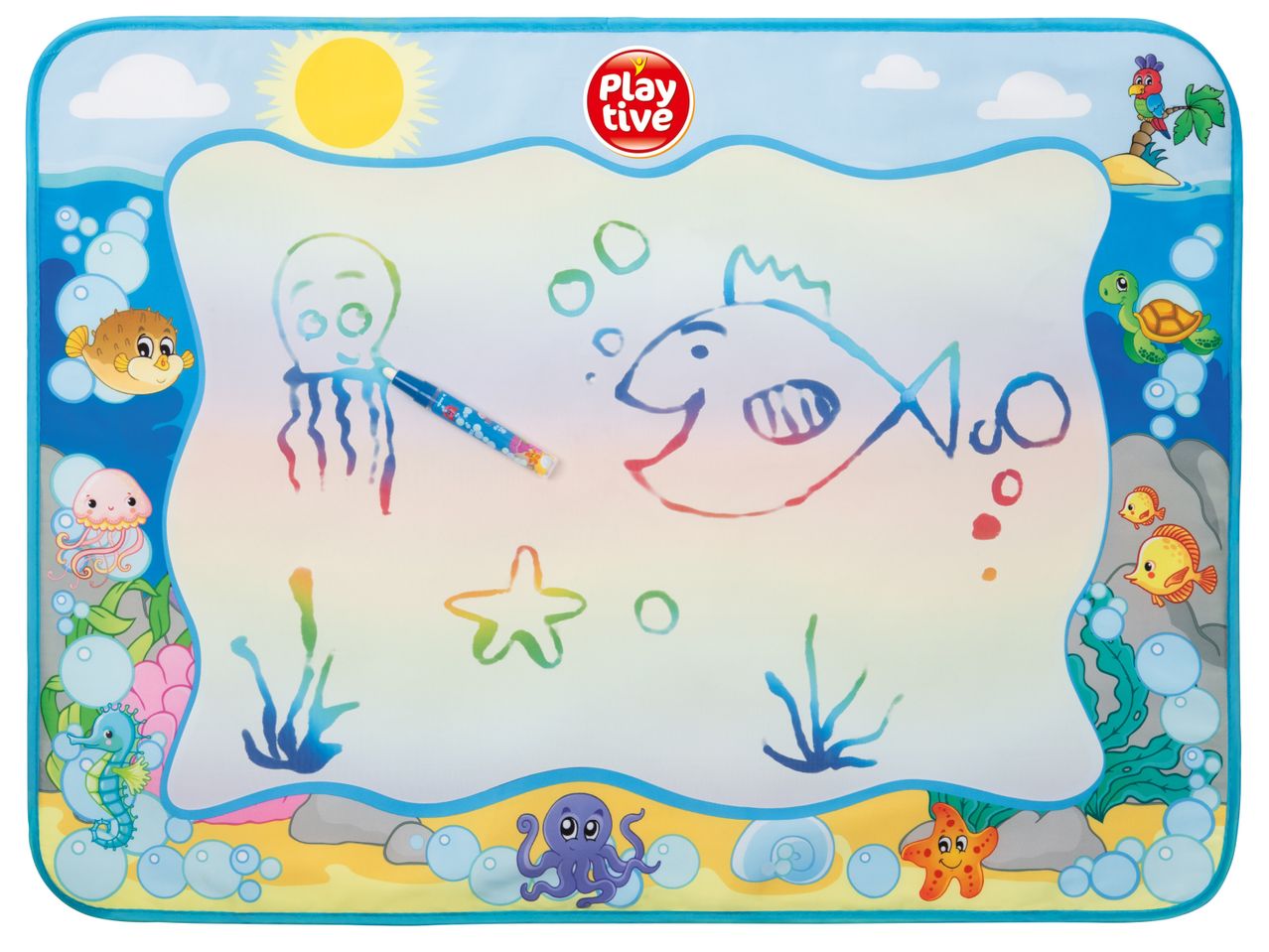 Килимче за рисуване с вода Playtive, на морска тематика.