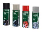 Forskellige Parkside spraymalinger til forskellige formål: højtemperaturmaling, V-remspray, bremsespray og aluminiums-zinkspray.