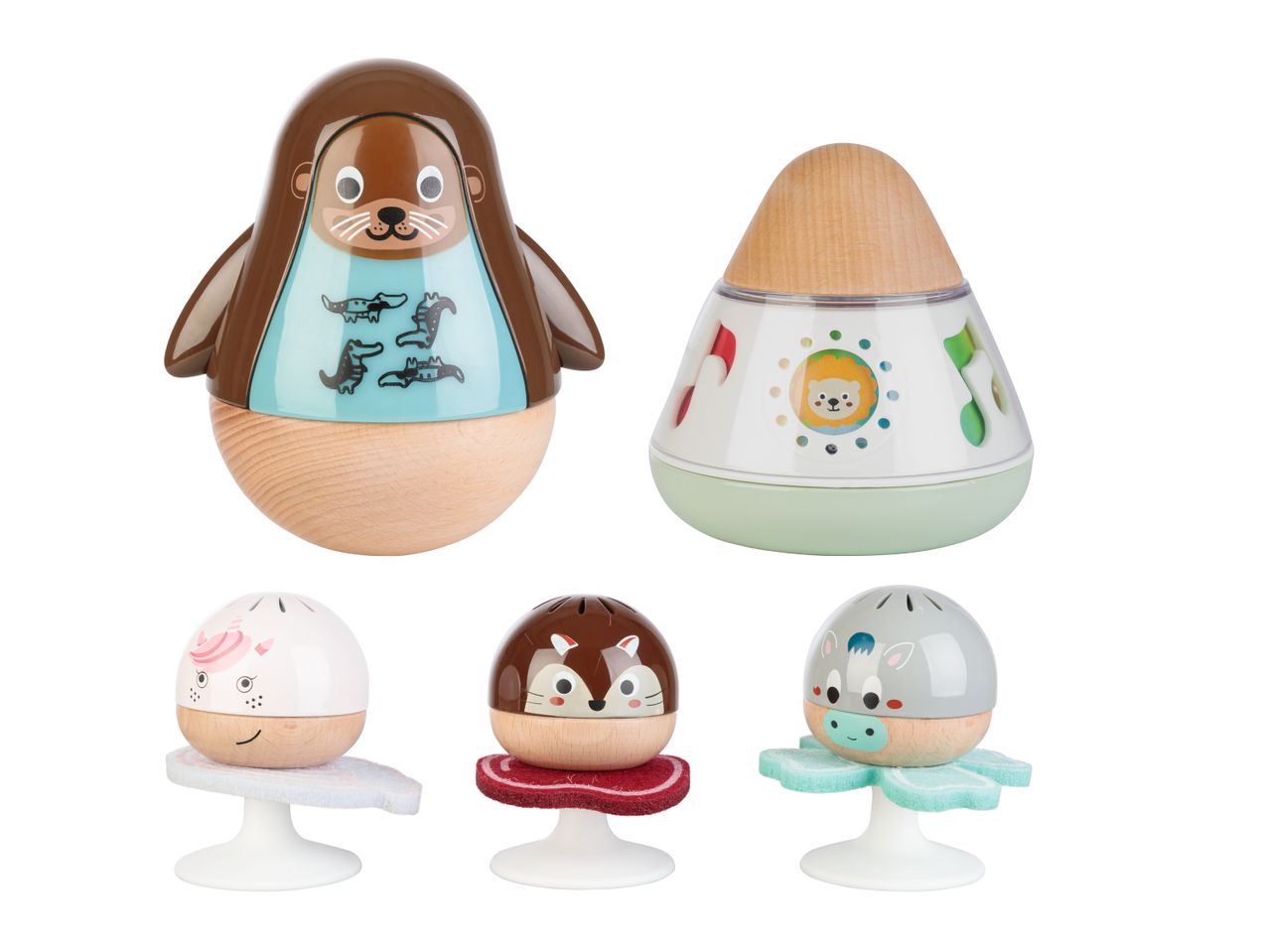 Spielzeug-Set mit Seehund-Rassel, Musik-Nachtlicht und drei Tier-Rasseln