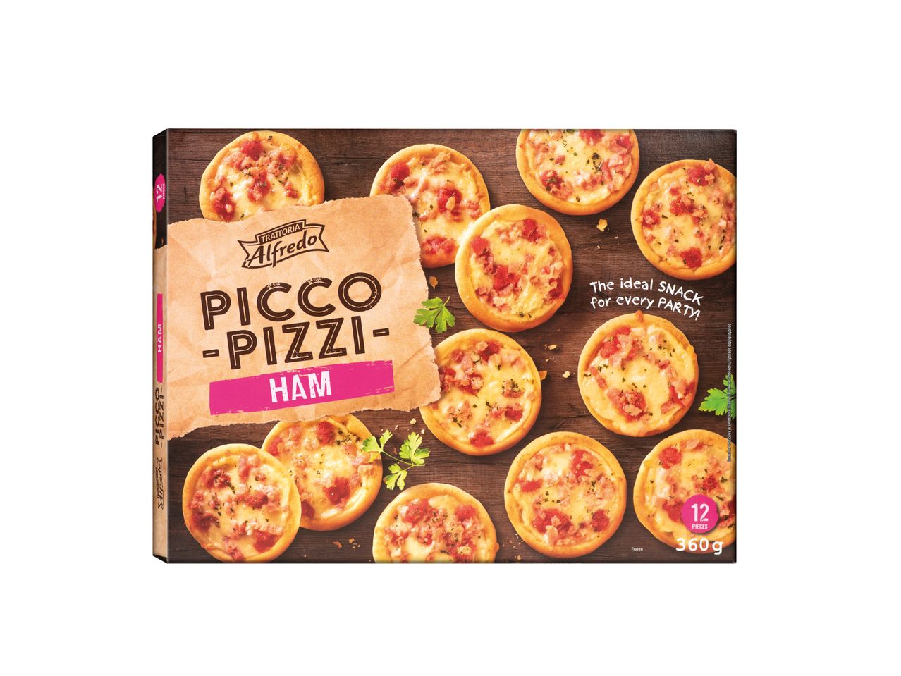 Μίνι πίτσες Picco-Pizzi με ζαμπόν Trattoria Alfredo, κατεψυγμένες.