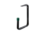 Black shelf hooks with green end caps.
