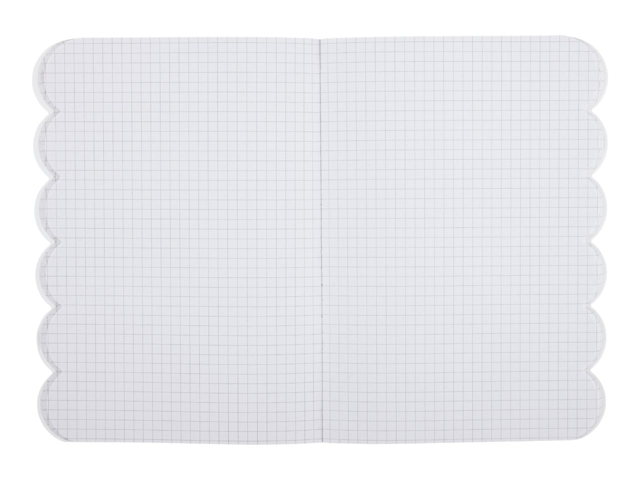 Open graph paper notebook with scalloped edges