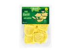 Veganistische ravioli met asperges in een verpakking van 250 g.
