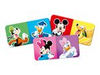 Four rectangular containers featuring Disney characters like Goofy, Donald, Mickey, Pluto, Minnie, and Daisy.