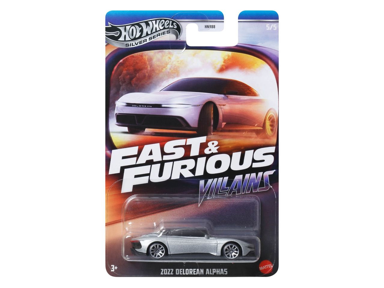 Hot Wheels Fast & Furious Villains 2022 DeLorean Alpha5 die-cast car.