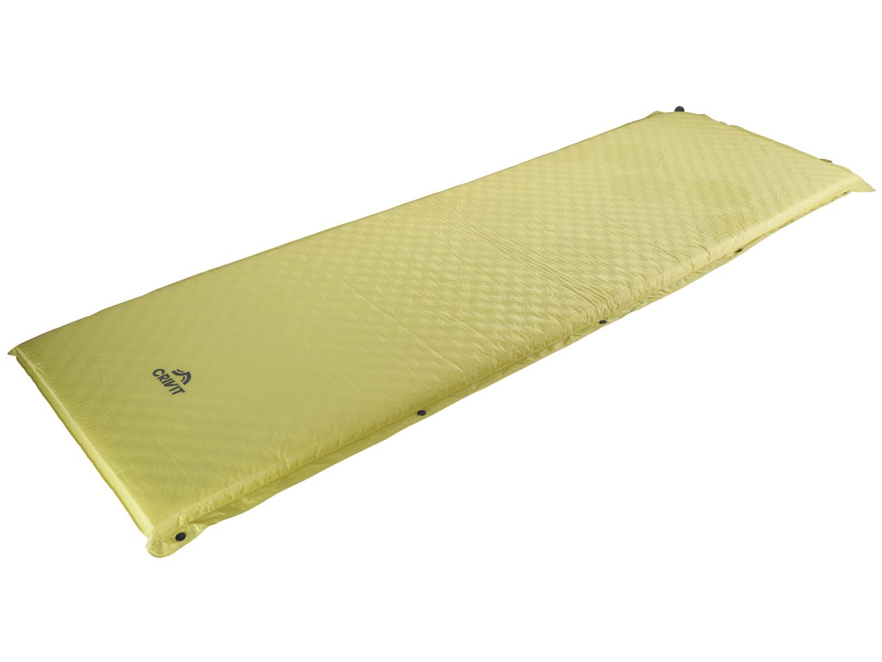 A pale yellow camping sleeping mat.