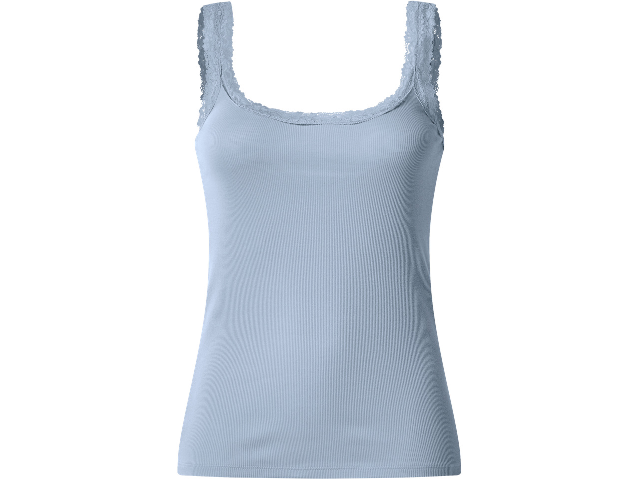 ESMARA rievots lina tops ar mežģīnēm gaiši zilā krāsā