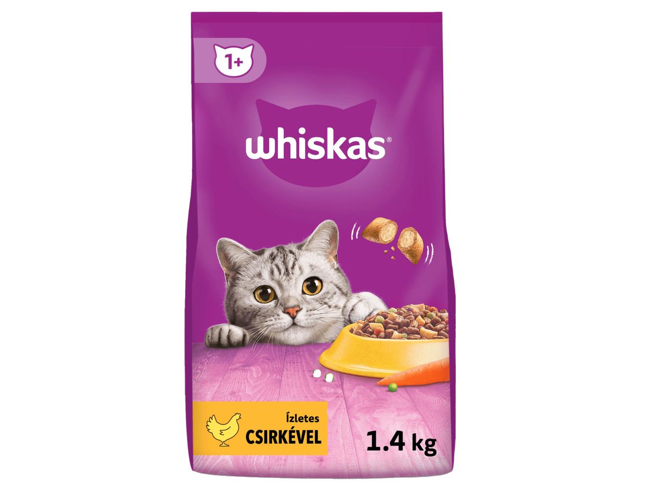 Whiskas macskaeledel: száraz eleség és jutalomfalat, 1,4 kg.