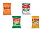 Fire forskellige poser med Tafet chips i forskellige smage.