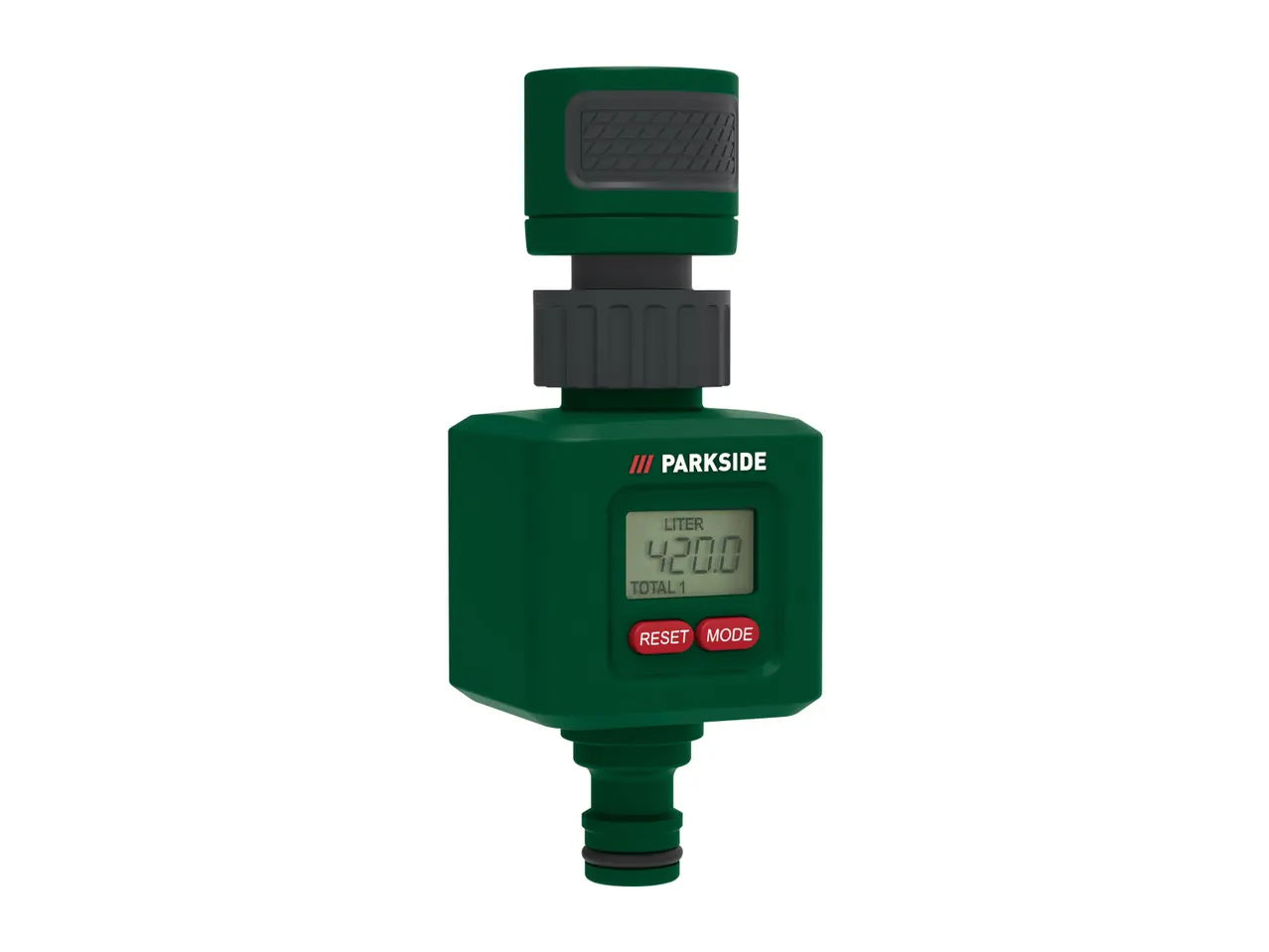 Parkside garden water meter with LCD display.