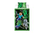 Green duvet cover and pillowcase set with Minecraft characters and 'Survival Mode' text.