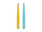Yellow and blue Cien Beauty tweezers.
