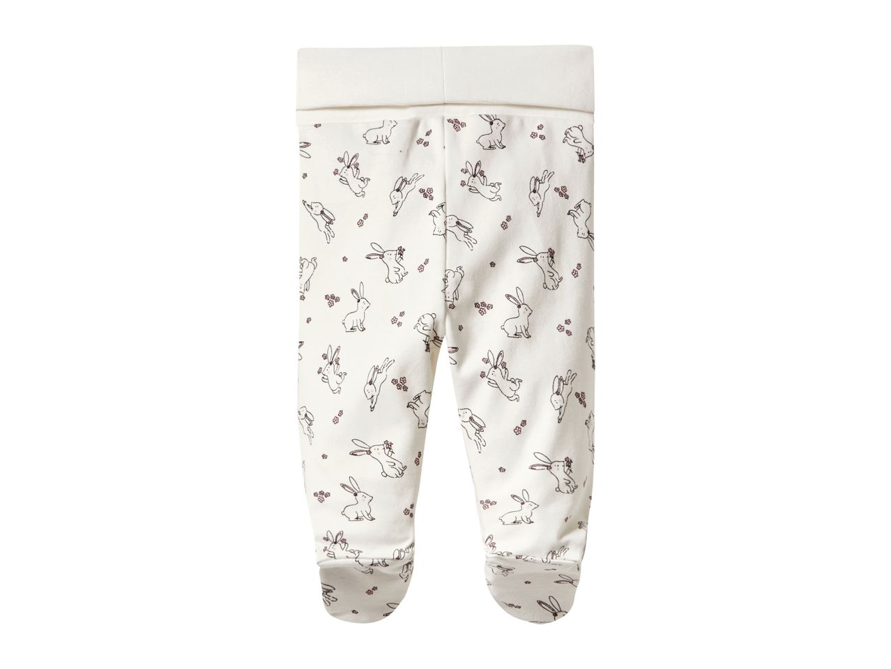 Baby footed pants with a bunny and floral print