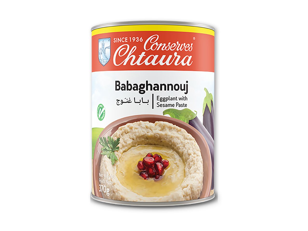 Dåse med babaghanouj (auberginepuré med sesampasta), 370g.